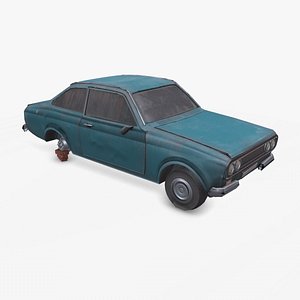 3D model Old Abandoned Car Low-poly PBR