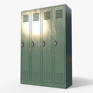 3D PBR School Gym Locker 02 - Green Light model