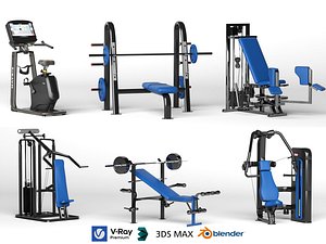 3D Modern Gym Equipment Series model