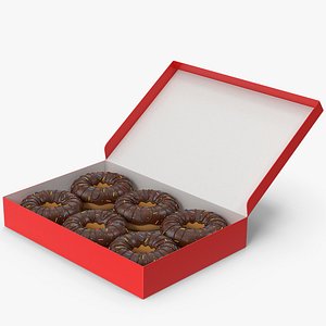 3D Chocolate Donuts In Red Box