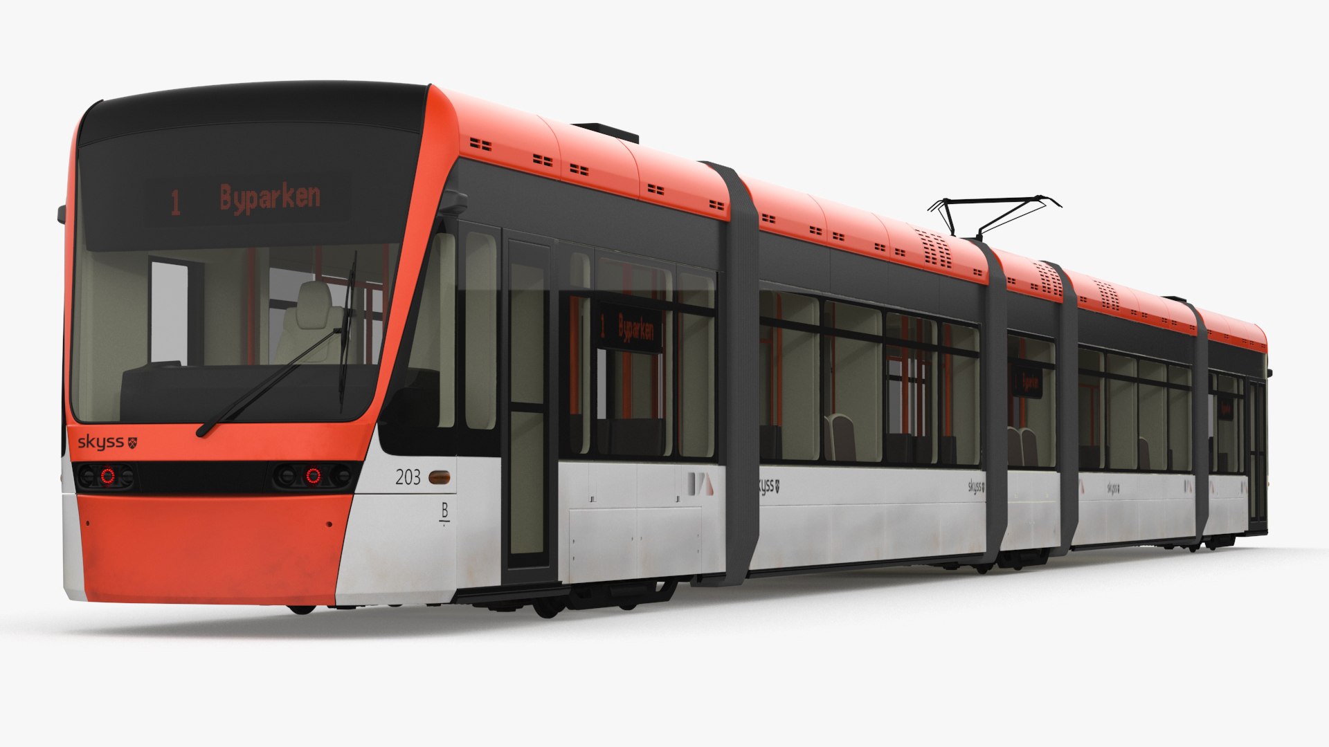 Modern City Tram Bybanen Simple Interior 3D model preview