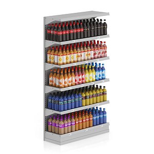 supermarket shelf drinks bottles 3d model