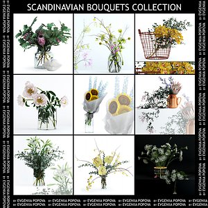3D flower scandinavian bouquet model