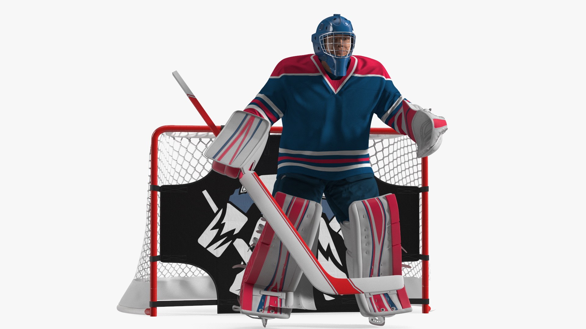 Hockey Goal Target and Goalkeeper 3D model preview
