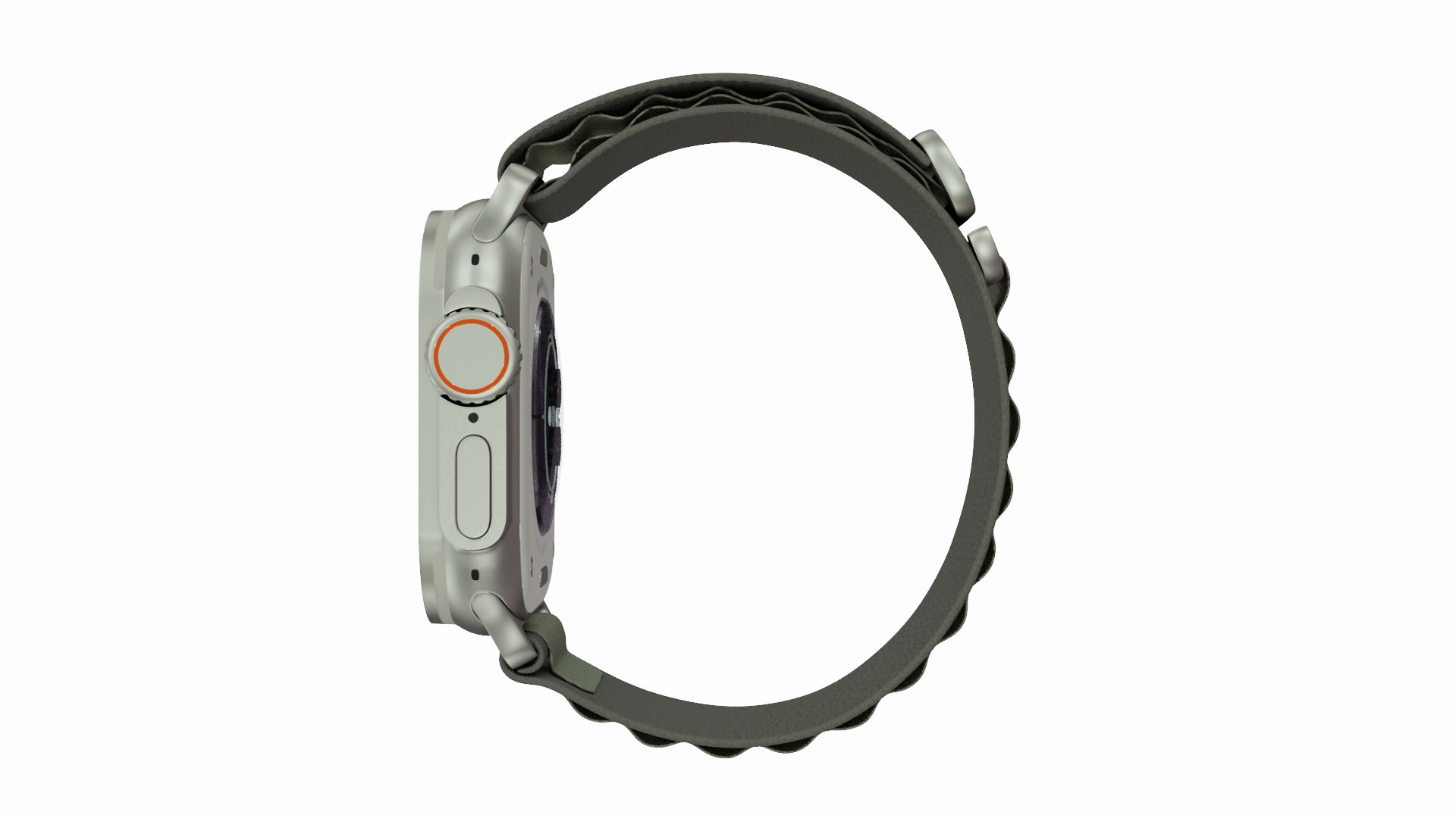 Apple Watch Ultra Titanium Case With Green Alpine Loop 3D Model