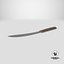 Cuchillo de cocina antiguo Low-poly PBR