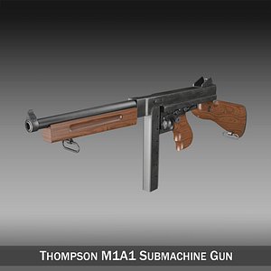 thompson m1a1 submachine gun 3d model