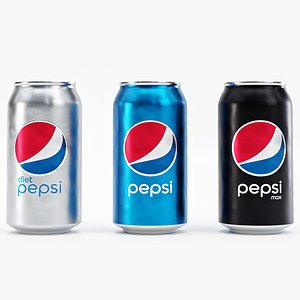 Pepsi Cans Set - Classic Zero Diet Cola Sodas 3D model