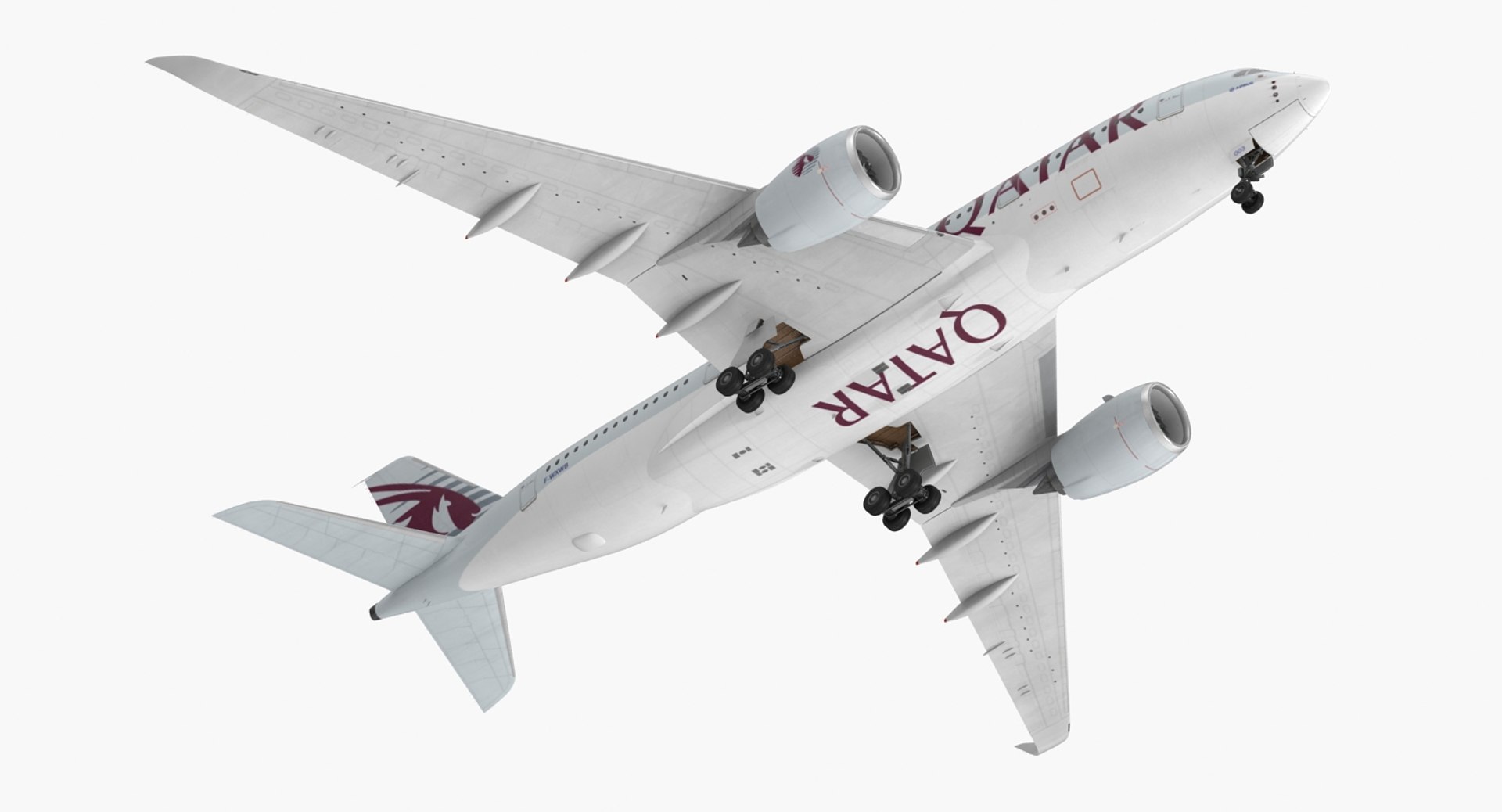 Airbus A350-800 Qatar 3D Model preview