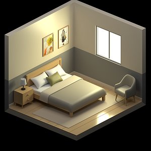 Isometric bedroom  Simple and Sophisticated Style 3D model