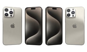 Apple iPhone 15 Pro Max Natural Titanium 3D model
