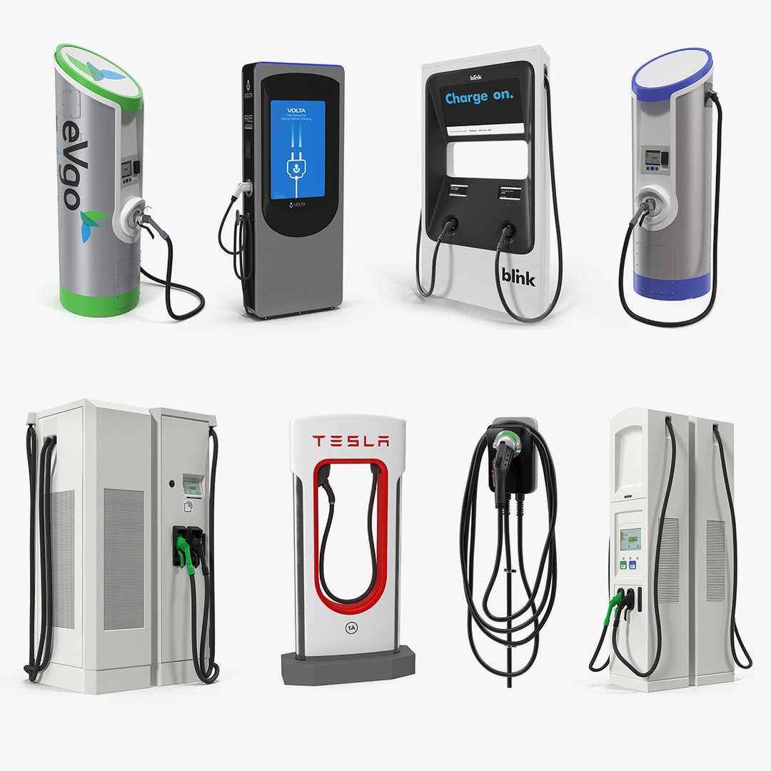 Electric Vehicle Chargers Collection 4 3D model preview