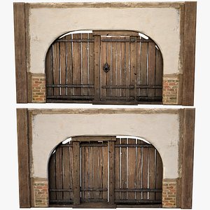 3D Medieval Door and Wooden Wall