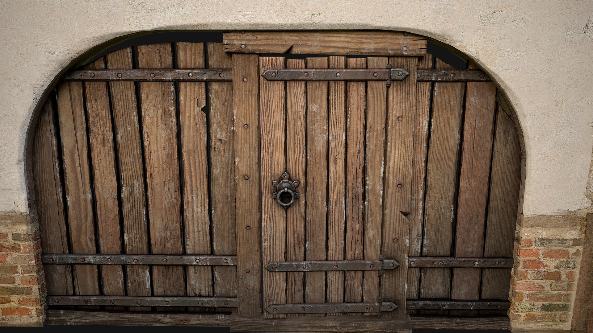 3D Medieval Door and Wooden Wall - TurboSquid 2155479