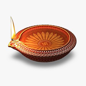 3d decorative indian diwali lamp model