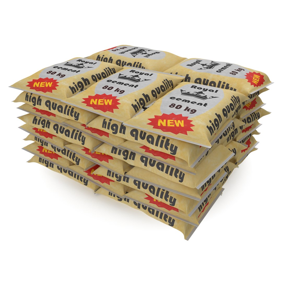 Cement Bags Stack 2 3D model preview