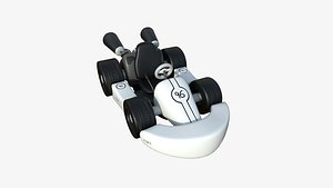 3D model Cartoon Kart C09 White - Vehicle Racing Design