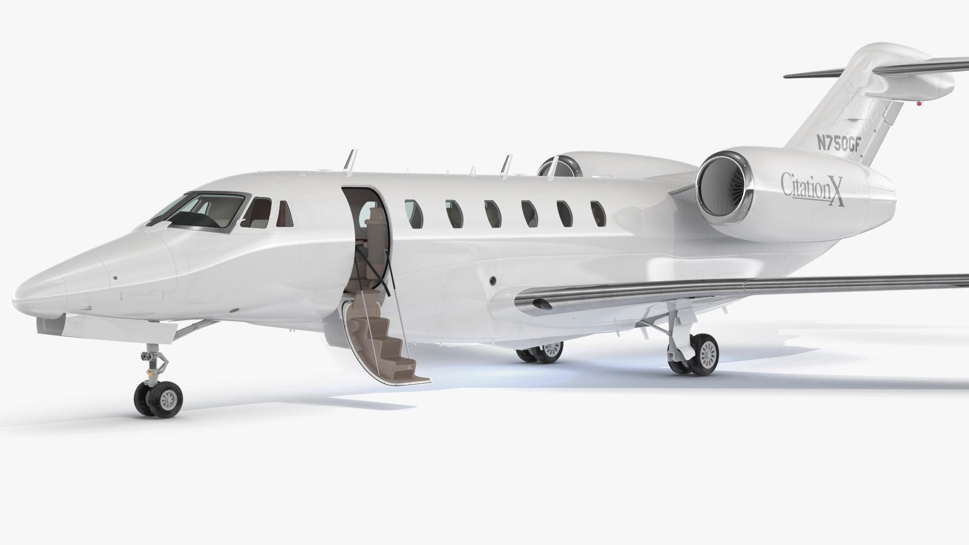 Private Jet Cessna Citation X with Luxury Interior Rigged for Maya 3D model preview