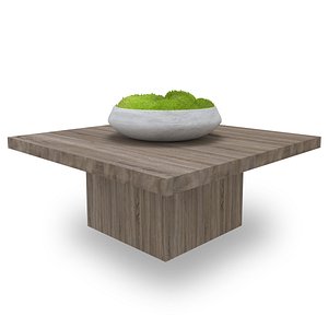 3D coffee table oak wood