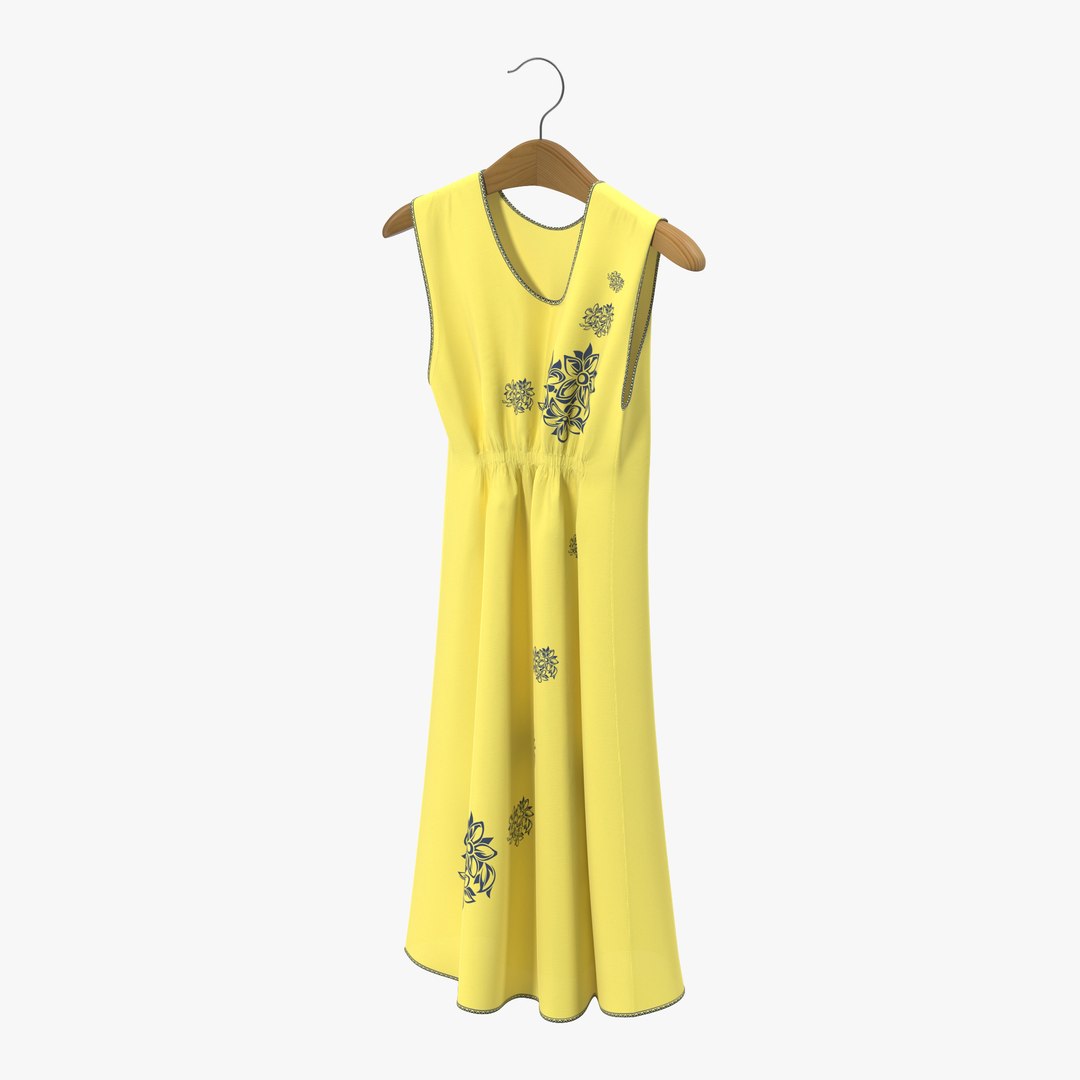 Dress On Hanger Yellow 3D model preview