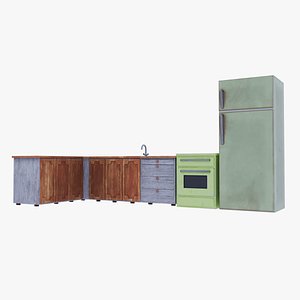 Kitchen Furniture Fridge Oven 3D model