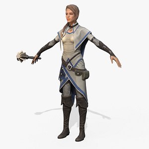 real-time rigged hero cleric 3D model