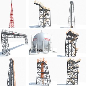 3d industrial towers model