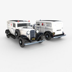 3D 1932 Ford Model 18 five-door ambulance van