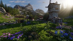 Medieval Village Scene 3D model