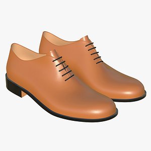 Yellow Leather Lace Up Shoes 3D model