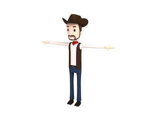 cowboy character cartoon 3D model