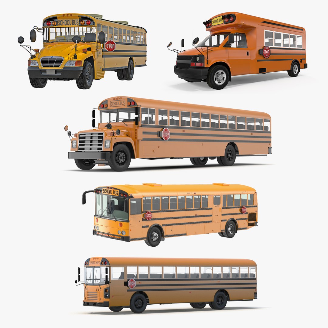 School Buses Collection 3 3D model preview
