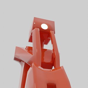 A sitting robot with a light bulb-eye 3D model