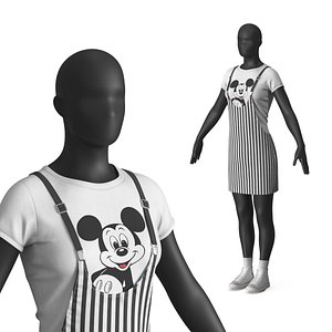 Disney Womens Outfit on Mannequin White Black