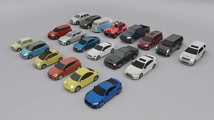 collection of 20 low poly cars