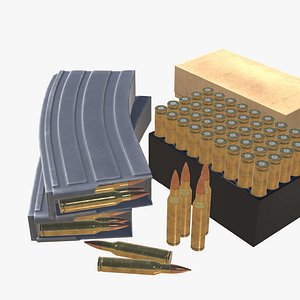 5-56x45 Ammo Pack Low-poly 3D model