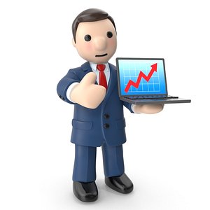 businessman cartoon character 3D model