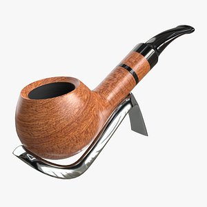 3D Smoking Pipe Bent Briar Wood 02 model
