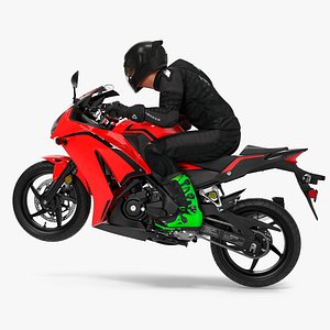 Sport Motorcycle with Rider in Race Suit