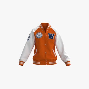 3D Female raglan varsity jacket model
