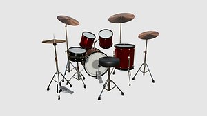 Drum 08 Red Black - Drumming Music Instrument Design model