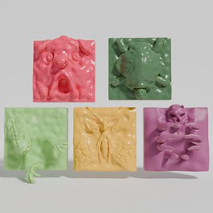 Monster Butterfly Turtle Tile Set 3D model