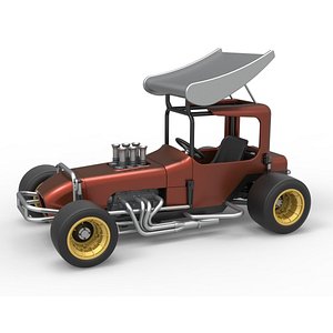 3D Vintage Winged Supermodified stock car Scale 1 to 25 model