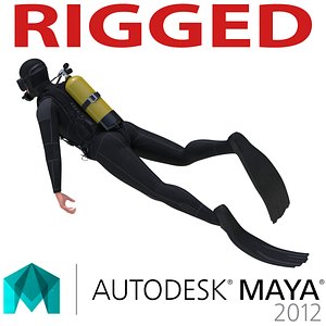 diver rigged 3d model