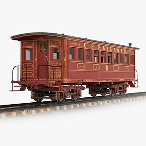Old railway passenger coach 3D model