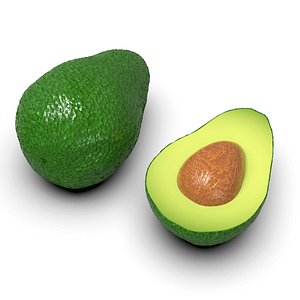 green avocado fruits cut 3D model
