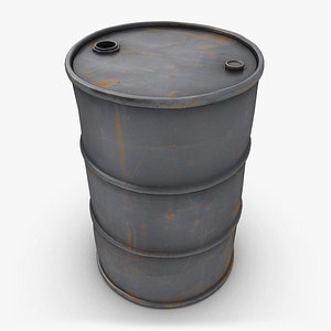 3d model realistic oil barrel blue