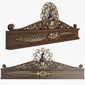 Decorative Peacock Pediment  Ornamental Carving for Door Furniture and Architectural Design 3D model
