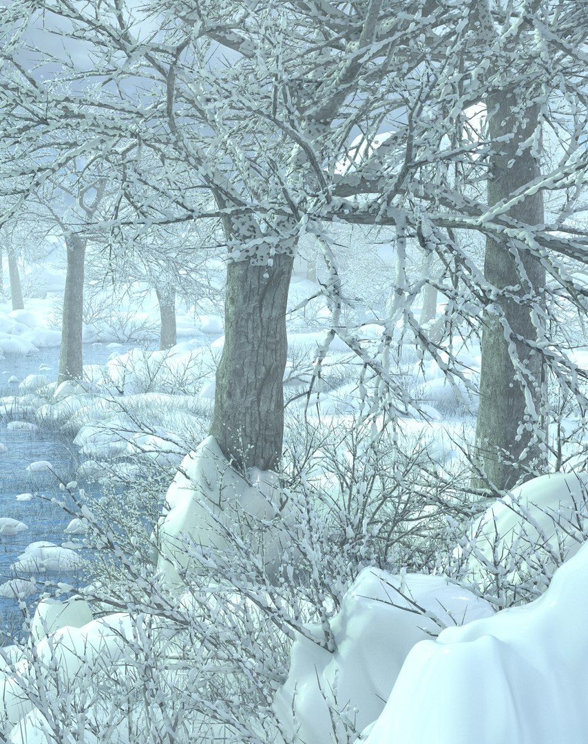 3D Model Snow Landscape River - TurboSquid 1580171