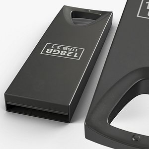 USB Flash Drive 128GB Metal Black 3D model